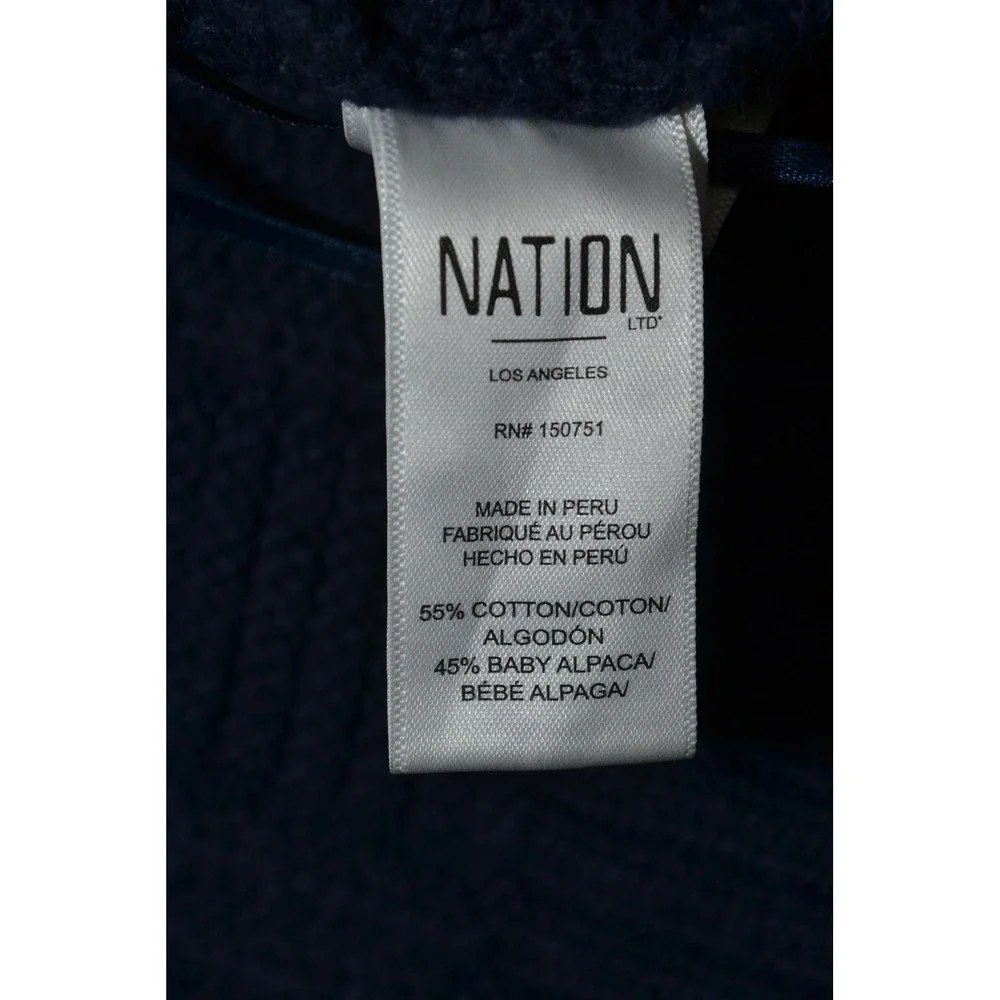 Nation LTD Cardigan Sweater Womens M Navy Cable Knit Alpaca Pockets‎ Los Angeles - Picture 7 of 16